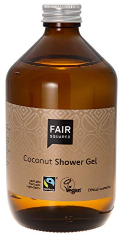 FAIR SQUARED Shower Gel Kokos 500 ml - Duschgel für jeden Hauttypen - Vegane Naturkosmetik in der Zero Waste Mehrweg-Glasflasche
