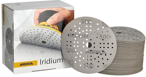Mirka Iridium Premium-Schleifpapier Ø 125mm Klett 89-Loch, Korn 500, 100 Stk/Zum Schleifen von Lack, Spachtel, Grundierung, Holz, Stahl, Mineralwerkstoffe, Kunststoff