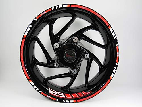 BIKE-label 710051VA - Juego de Pegatinas para Llantas de Moto y Coche, 16, 17 y 18 Pulgadas, Color Rojo, Talla 125