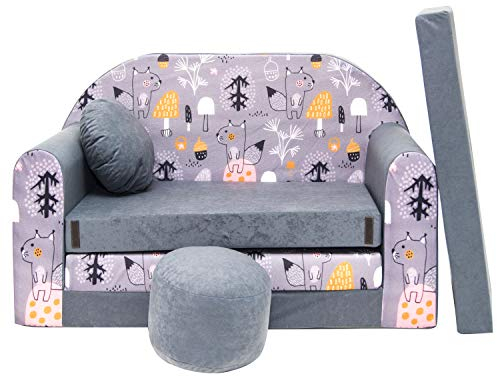 millybo Kindersofa Kinder Couch mit Schlaffunktion ausklappbar 3in1 Kinder Sofa Spielsofa mit Bettfunktion Mädchen Jungen Sitzsack Minisofa Schlafsofa Kinderzimmer Schlafsessel (AX4)
