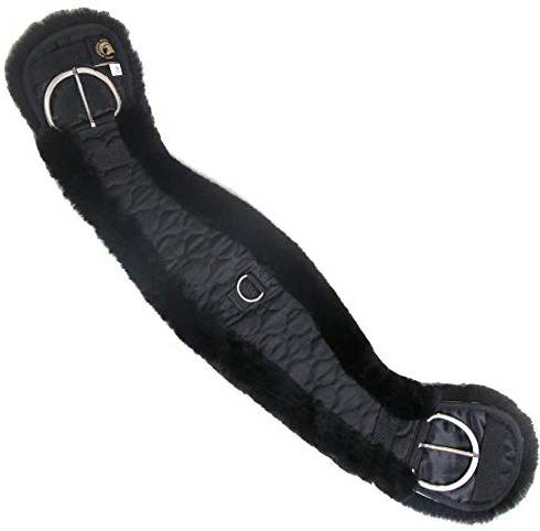 Merauno® Lammwolle Western Mondgurt Sattelgurt, aus Qualitäts Merino Lammwolle, spezielle anatomisch konkave Form, für bessere Rutschfestigkeit. Farbe:Natur, Schwarz, Braun, Anthrazit