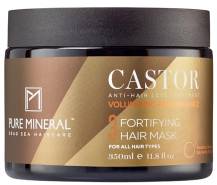 Pure Mineral - Haarmaske mit Rizinusöl - Stärkt und spendet Feuchtigkeit für schwaches Haar - Omega-9 - Ohne Sulfate, Parabene, Petrolate - 350ml