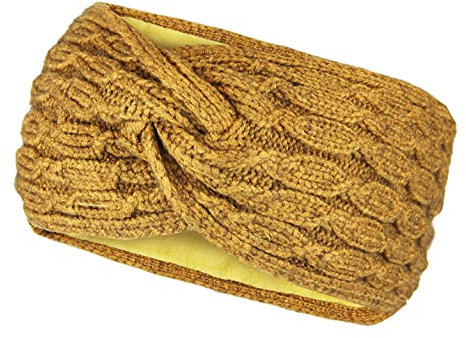 Stirnband Gefüttertes Warmes Damen Haarband, Twist Design mit weichem Fleece Innenfutter, Mädchen Ohrenschützer Strick Schleife