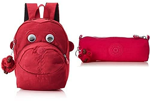 Kipling Faster Sac à Dos pour Enfant, 28 cm, 7 Litres, Rose (True Pink) + Freedom Trousse, 22 cm, 1 Litre, Rose (True Pink)
