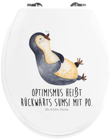 Mr. & Mrs. Panda Motiv WC Sitz Pinguin Lachen - Geschenk, lustiger Spruch, Klobrille, Klodeckel, WC-Sitz, haha, Freude, Toilettendeckel,