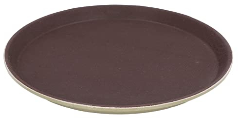 BuyWeek Bandeja para Servir, Bandejas para Servir Comida Antideslizante Bandeja para Servir Bebidas Resistente al Calor para Restaurante Bar Marrón(40cm)