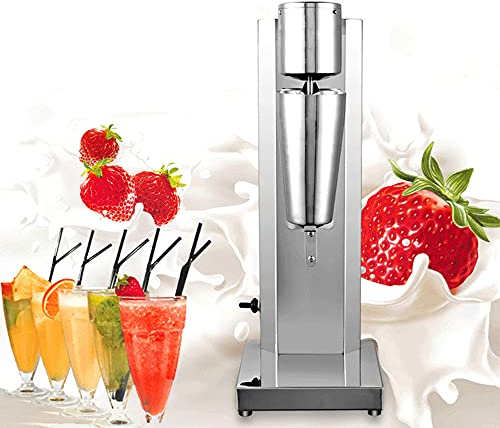 Batidora de acero inoxidable de alto rendimiento, batidora de leche para batidos de proteínas, acero inoxidable, plata, 180 W