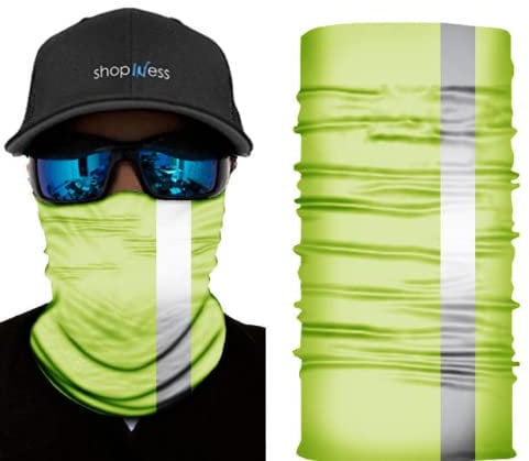 ShopINess Cache-Cou Foulard Multifonctions Unisexe pour le Sport avec Bande Réfléchissante (Jaune)