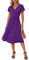GRECERELLE Robe d'été pour femmes, robe portefeuille décontractée à manches courtes à volants, col en V, motif floral, pour la plage, Violet (04), S