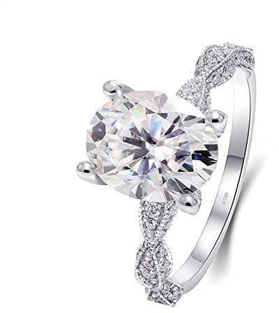 BEBEWO White Gold 9/14/18K Oval 2ct Moissanite Engagement Rings for Women Bridal Rings for Her Wedding Promise Anniversary
