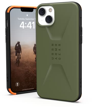 URBAN ARMOR GEAR UAG Designed for iPhone 14 Plus Case Green Olive 6.7 Civilian Sleek Ultra Thin Slim Impact Resistant Dropproof Protective Cover Compatible with Wireless Charging