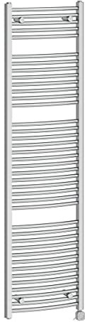 NRG Modern 1800 x 500mm Curved Chrome Thermostatic Electric Heated Towel Rail Radiator for Bathroom