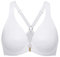 Delimira Women's Front Fastening Bras Seamless Unlined Racer Back Plus Size Underwired Plunge Bra White 34C