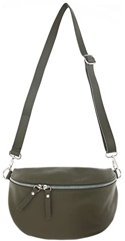 Zwillingsherz Bauchtasche mit Reißverschluss aus 100% Echtleder - Hochwertige Schultertasche zum Umhängen für Damen Frauen Mädchen – Crossbag groß und elegant - Umhängetasche Handtasche Bag