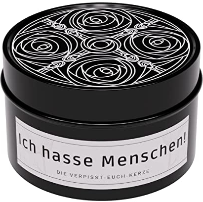 Lustige Duftkerze mit Spruch Ich hasse Menschen für griesgrämige Freundin, Freund, Kollegen und Kolleginnen, Chef