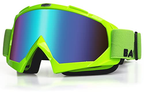 KINGBIKE Motocross Brille Mtb Brille Dirt Bike ATV Crossbrille goggle Sicherheit Tactical Riding Motorradbrillen für Herren Damen Jugend Fit ÜBer Brille (grün-grün, Erwachsene)