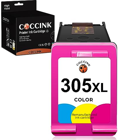 COCCINK 305XL Druckerpatronen für HP 305 XL Farbe für DeskJet 2800e 2820e 2823e 4220e 4222e 4230e Envy 6000 6010 6020 Envy Pro 6420 6430 (1 Farbe) Wiederaufbereitete Patronen für HP 305XL