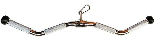 Barbell Multi-Exerciser Cable Attachment For Machines, Lat Pull Down & Tricep Press Down Bar, Revolving Straight Curl Bar with Rotating Grips (29 Inch Chrome Ball)