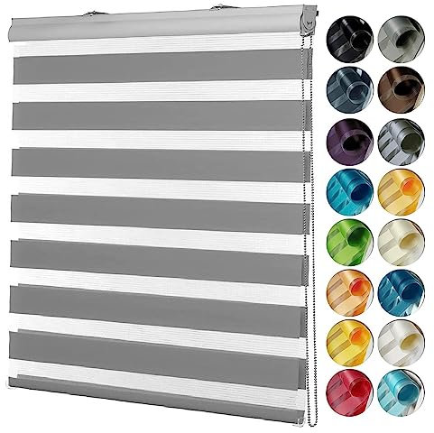 Lamellenvorhang Jalousie Jalousette 55 x 350 cm Sichtschutz,Einfache Montage Vertikaljalousie für Schlafzimmer Inkl. Aller Montage-Teile für Badezimmer, Dunkelgrau