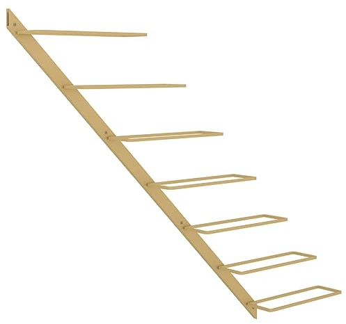 vidaXL Wand Weinregal für 7 Flaschen Wandregal Weinhalter Weinflaschenhalter Flaschenregal Weinständer Hängeregal Weinflaschenregal Golden Metall