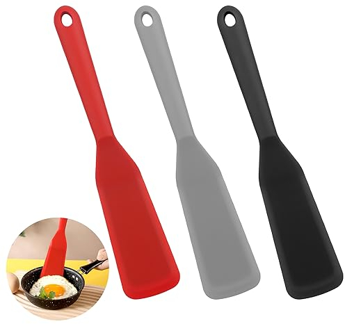 Lot de 3 spatules en silicone résistantes à la chaleur - Multifonction - Double face - Idéales pour crêpes, œufs, pizzas, steaks - Sans BPA