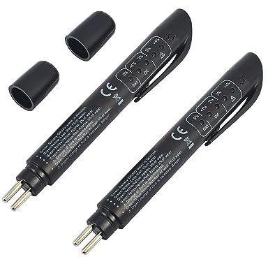 Brake Fluid Liquid Tester Pen,2PCS DOT 3 DOT 4 DOT 5.1 Brake Fluid Liquid Tester Pen, Car Diagnostic Testing Tool with 5 LED Indicators, Hydraulic Fluid Liquid Oil Moisture Analyzer