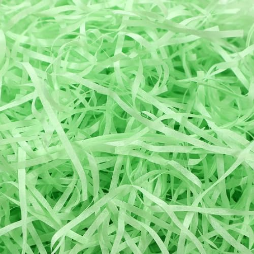 LKQBBSZ Lot d'herbe en raphia de Pâques recyclable pour remplissage de panier de Pâques, œufs créatifs, remplissage de cadeaux, emballage cadeau (vert)