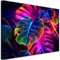 Feeby - Wandbilder Wohnzimmer AI Neon Tropische Blätter 20x30 cm Leinwand Bilder, Bilder für Schlafzimmer, Echter Gemalter Effekt, Moderne Wanddeko, Gemälde - Natura Monstera mehrfarbig