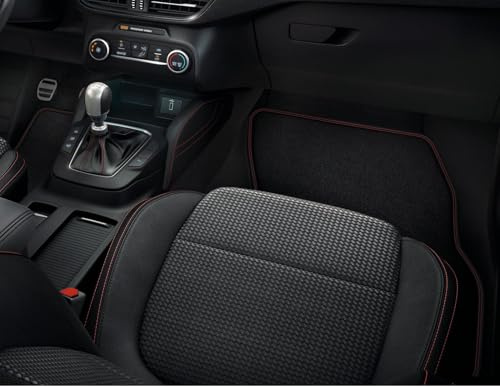 Ford Original Focus 2020-Aktuell Velours-Teppichfußmatten für vorne in Schwarz mit roter Naht 2602230