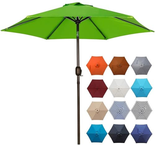 270cm Sonnenschirm, 8 Rippen, Kurbel und Neigbar, UPF50+ UV-Schutz, Marktschirm für Garten, Pool, Terrasse und Strand, Limette (Size : Lime)
