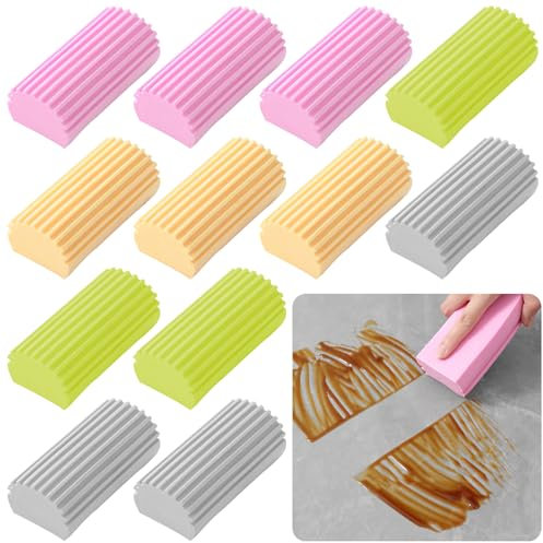 YOUNGSAY 12 esponjas para polvo húmedas, súper absorbentes, PVA para la limpieza del hogar (4 colores)