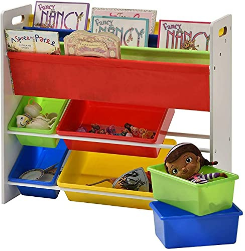 Duffy® Kids Storage Unit Toy Box Organiser Bookshelf With Removable Baskets, for Bedroom, Nursery, Playroom (Random Color)