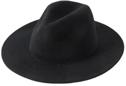 ASTRQLE Klassischer schwarzer Filzhut Trilby Fedora Hut Panama Hut Jazz Hut Cap, Schwarz , Medium