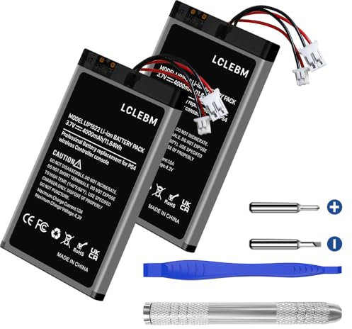 Lot de 2 batteries (4000 mAh) pour manette PS4, 2024, nouvelle capacité supérieure, rechargeables, pour Sony PS4 Pro/Slim, Playstation 4, CUH-ZCT2U, CUH-ZCT1E, CUH-ZCT1U, CUH-ZCT1H avec outil