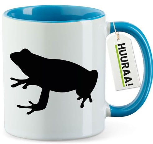 Huuraa Becher Frosch Kröte Silhouette Geschenk 330ml Blau Frosch Kröte Geschenkidee