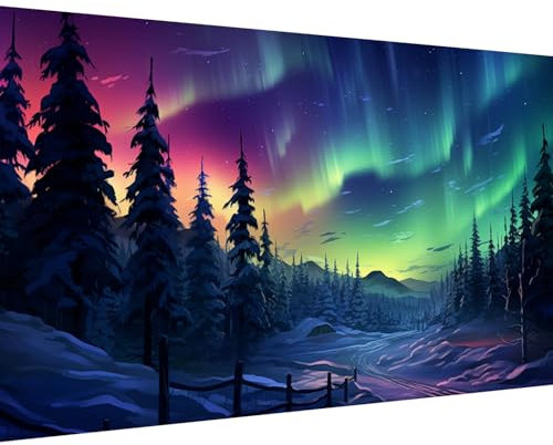 luckyarina Diamond Painting Erwachsene Aurora Groß(30x60cm)-5D Diamond Painting Landschaften,Szenerie Diamant Painting Bilder Crystal Stickerei Kreuzstich Crafts für Home Wand Décor