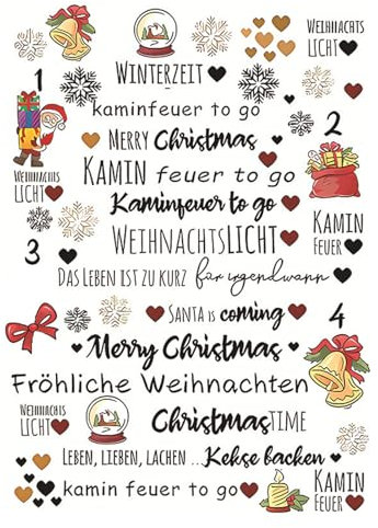 NZDFH Kerzentattoos Weihnachten, Rub on Sticker, Kerzendekoration Ultraleichter Wasseraufkleber Sticker Personalisiert Weihnachten Deko Schriftzug Aufkleber, Weihnachtsbaum und Schneemann