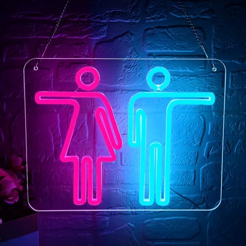 Toilets Neon Signs for Wall Decor,neon bathroom sign for Washroom,Restroom Toilet LED led sign for Washroom,Bedroom,Bar,Office,Man Cave, Birthday Party Decor,Size 13 * 10.2 inch(JTLD259)