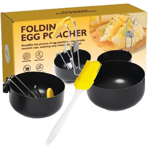 Egg Poacher Pan Foldable Ear Hanging Non-stick Egg Cooker Stainless Steel Poached Egg Cooker Anti-scalding Round Egg Cooker Stainless Steel Egg Rings Cooker With Anti-Scald Folding Handle