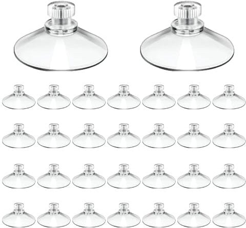 JINGIHE 30Pcs Plastic Suction Cups with Screw Nut, 40mm/ 1.57inch Clear Scucker Pads Without Hooks, Glass Window Suckers for Bathroom Kitchen Table Top Mirror Furnuture Wall Door Car Shade Cloth