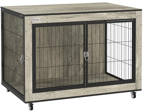 PawHut Dog Crate Furniture on Wheels, for Medium Dogs