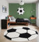the carpet Beat Kids Weicher Kuscheliger Kinderteppich, Pflegeleicht, Farbecht, Fussball Motiv, Schwarz-Creme, 80 cm Rund