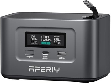 AFERIY 145W Portable Power Station, 99,2Wh/31000mAh LiFePO4 Batterie, 3-Port, 6-in-1 Sicherheitsschutz, 100W Solar Generator für Outdoor Camping, Reisen und Notfallsituationen Rosa