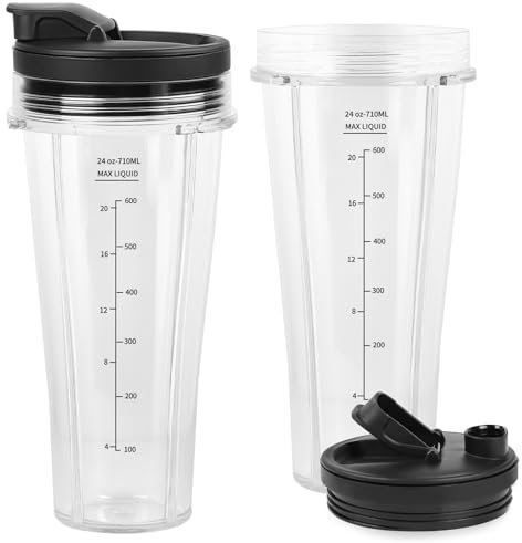SWAWIS Lot de 2 Gobelets Compatible avec Ninja Blender de Remplacement Pour Mixeur 24oz (710ml) CB350EU BN800EU BN750EU BN650EU BN495EU CB100EU Blender Accessoires de Rechange de Tasse
