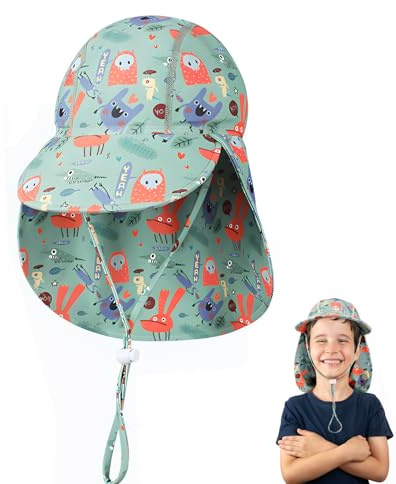 Chapeau de Soleil pour Enfants, Bonnet de Bain avec Protection Solaire et protège-Nuque, pour la Plage, la Piscine, Les Sports de Plein air, la randonnée, garçons et Filles
