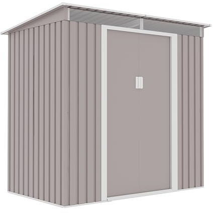 Brigros - Casetta Da Giardino Per Attrezzi In Lamiera Zincata Con Porte Scorrevoli, Capanno Da Giardino Disponibile In 2 Dimensioni Ideale Come Ricovero Attrezzi (Grigio, 201x121x186 cm)