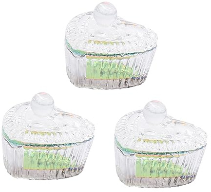 VICASKY 3pcs Lidded Manicure Cup Nail Art Glass Cup Manicure Mixing Accessory for Nail Salon Supply