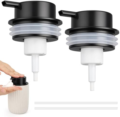 Segbeauty Seifenspender Pumpkopf, 2 Stück Pumphead für Flaschen für Schaumspender, Pumpspender Aufsatz für Shampoo, Duschgel, Handseife (Schwarz)