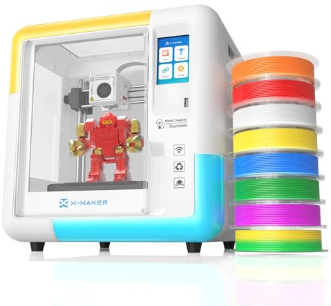 X-Maker 3D-Drucker mit 8 PLA-Filamenten, Design-App, Vollständig Geschlossen, WLAN-Druck, 8.000+ 3D-Spielzeugvorlagen mit Updates, 15+ 3D-Designmodule, Sofort Einsatzbereit
