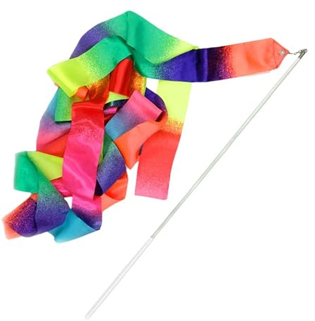 FJOADNVM Tanzbänder 4 m langes Turn-Streamer-Bänder-Set mit Regenbogenfarben, glitzernden Requisiten